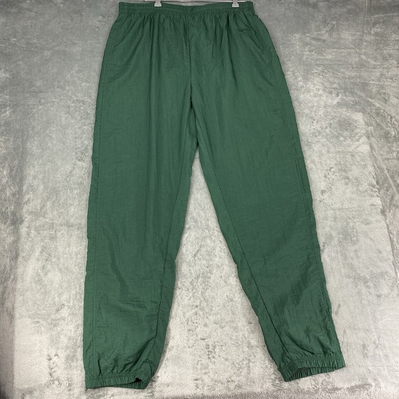 Vintage Reebok Pants Mens XL Green Nylon Jogger Drawstring Ankle Zip‎ Track 90s - Picture 1 of 14
